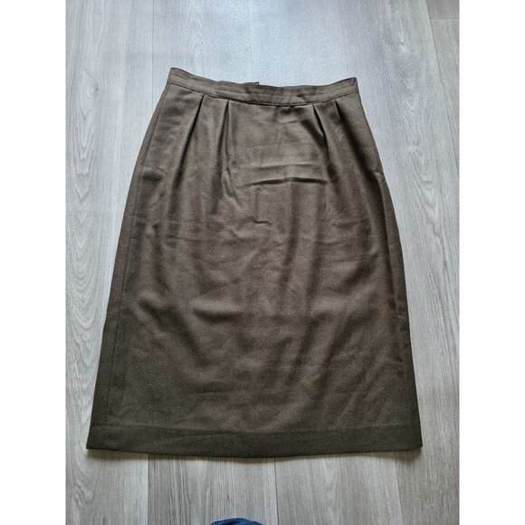 Giorgio Sant Angelo Vintage Olive Green 100% Wool Pencil Skirt Professional Clas - Picture 3 of 5